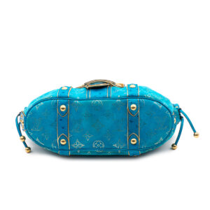 Sac Théda en daim et cuir exotique Monogram bleu turquoise – Image 4