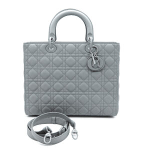 Sac Lady Dior Ultra-matte gris Large – Image 1