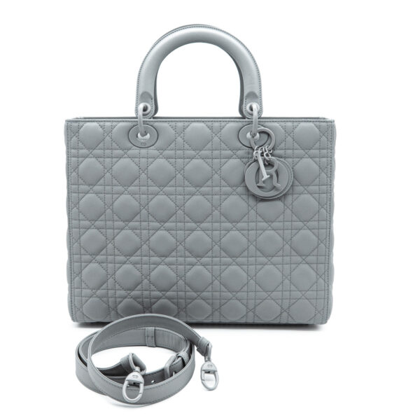 Sac Lady Dior Ultra-matte gris Large-0
