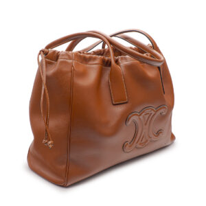 Cabas Drawstring cuir Triomphe veau lisse Tan – Image 1