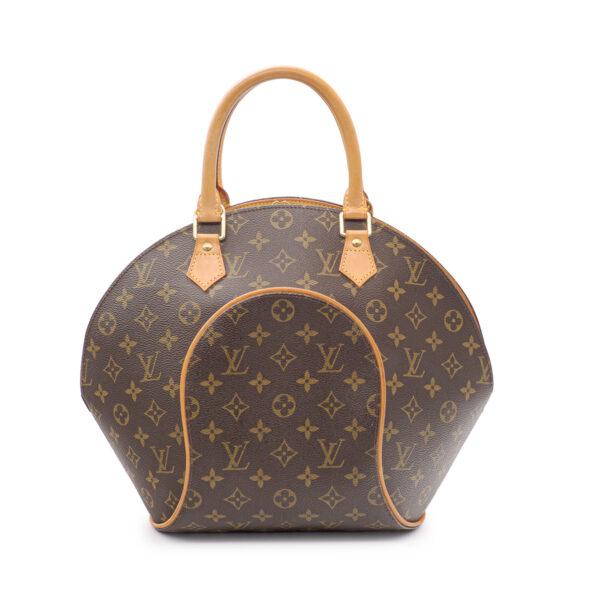 Sac à main Ellipse grand modèle en toile monogram marron et cuir naturel-0