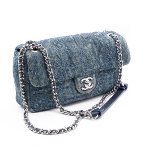 Sac à main Classic 25 Médium en toile Denim vieilli - Image 1