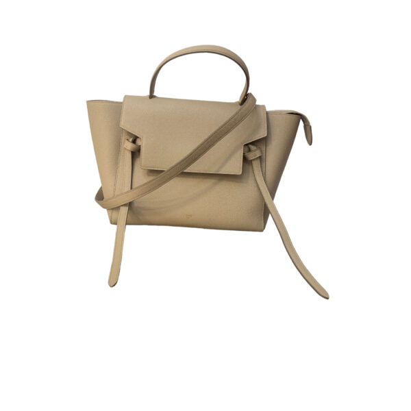 Sac à main Belt en cuir gréné taupe-0