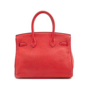 Sac Hermes Birkin 30 en cuir Clemence Rouge Tomate-21239