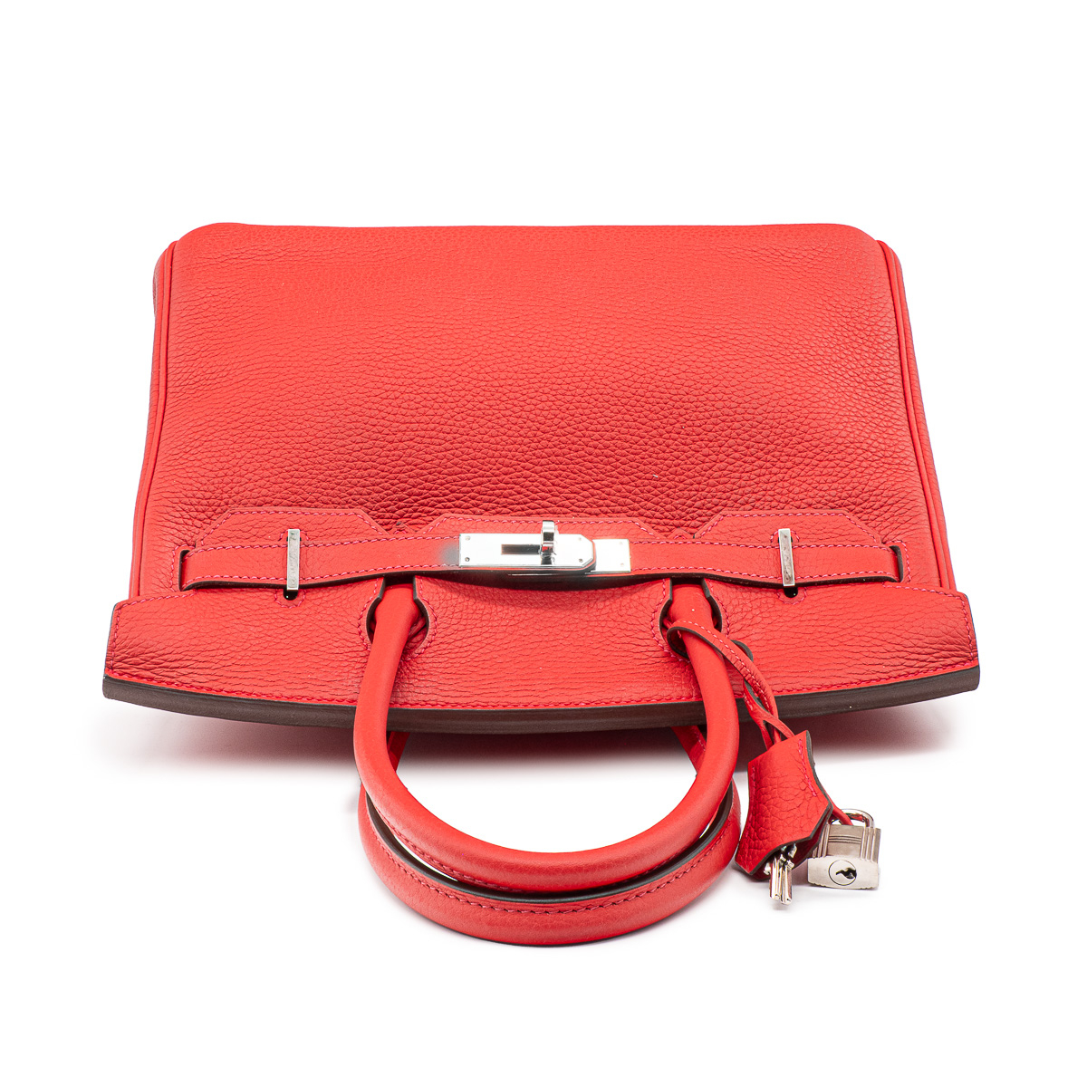 Sac Hermes Birkin 30 en cuir Clemence Rouge Tomate-21237