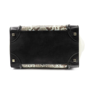 Sac Céline Luggage en python naturel et cuir bicolore noir et blanc cassé – Image 3