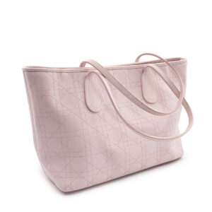 Sac Dior Shopping Panaréa toile cannage et cuir rose poudré – Image 3