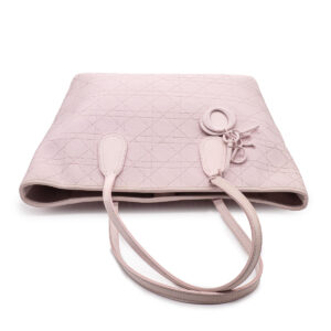 Sac Dior Shopping Panaréa toile cannage et cuir rose poudré – Image 2