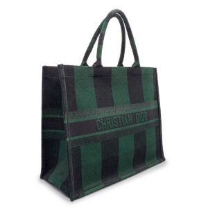 Totebook G.M. Dior en toile de coton épaisse noir et vert bouteille-0