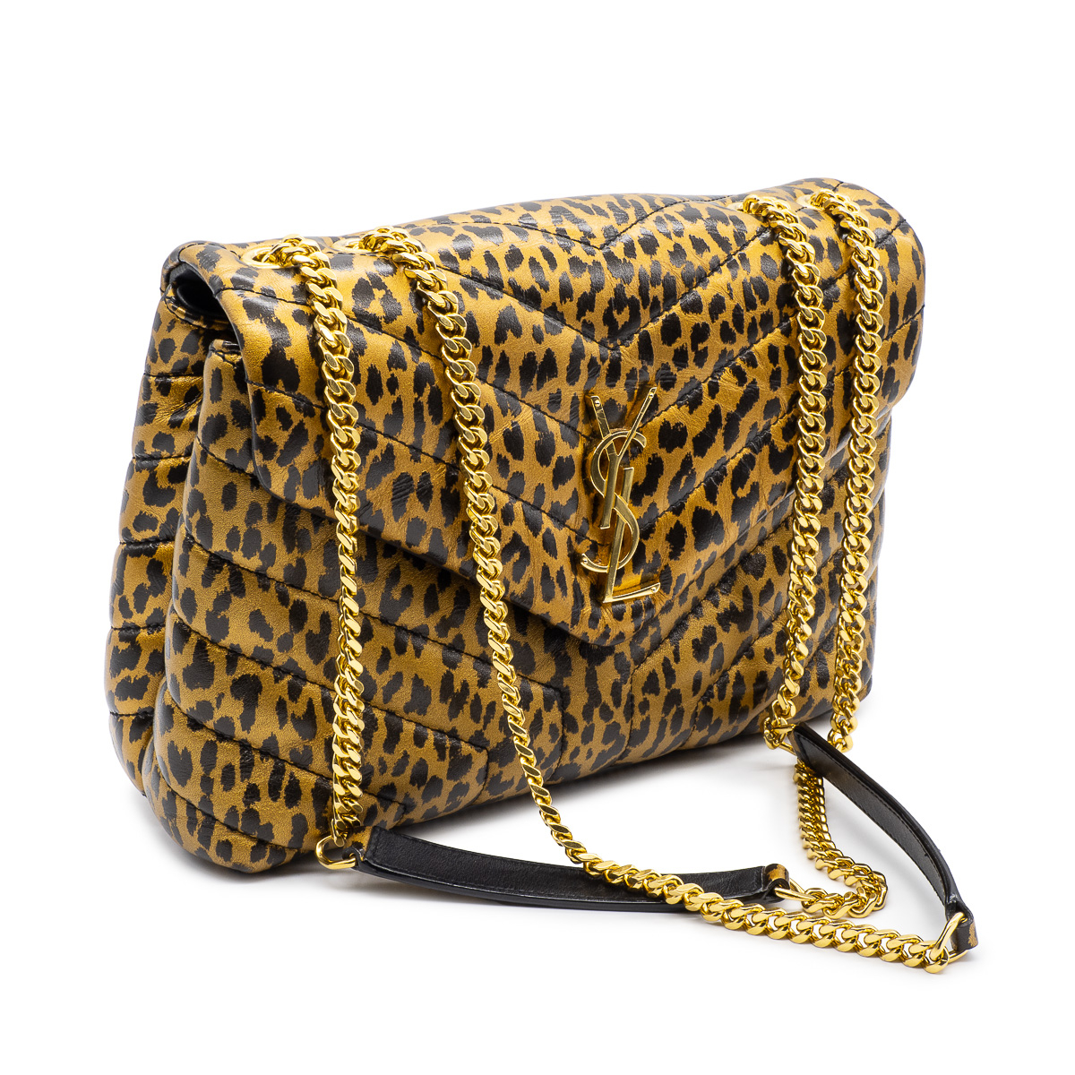 Sac YSL Loulou à bandoulière chaîne et cuir à imprimé leopard-0
