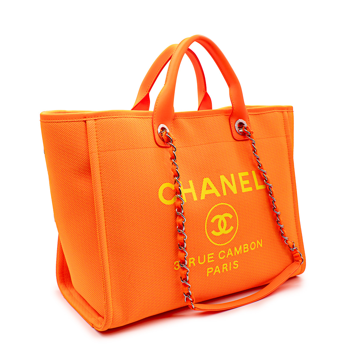 Sac Deauville en toile et Néoprène orange et jaune -0