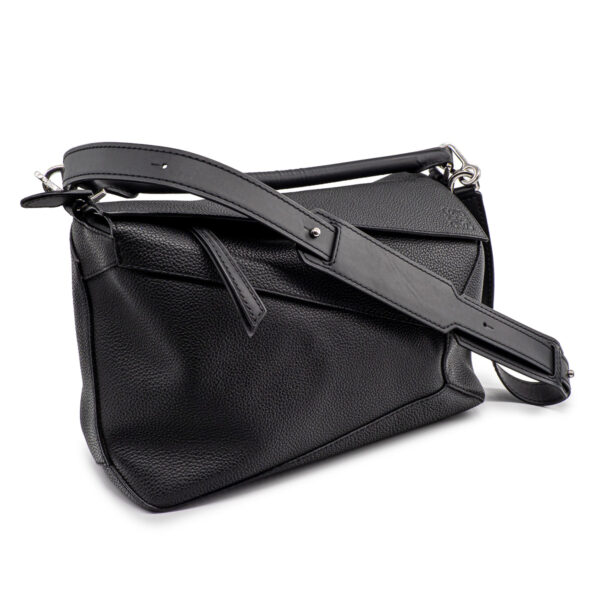 Sac Loewe Puzzle G.M. en cuir gréné noir-0 Sac Loewe Puzzle G.M. en cuir gréné noir-0