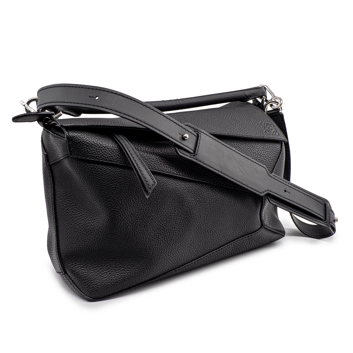 Sac Loewe Puzzle G.M. en cuir gréné noir-0