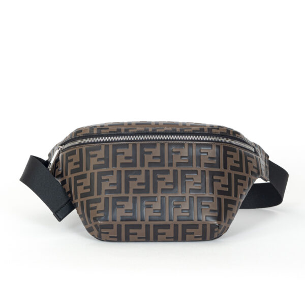 Sac-ceinture Fendi en cuir embossé greige et noir-0 Sac-ceinture Fendi en cuir embossé greige et noir-0