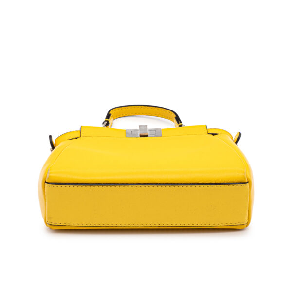 Sac Fendi Peekaboo Mini pocket en cuir souple jaune canari-21261
