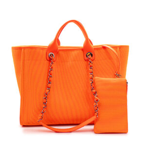 Sac Deauville en toile et Néoprène orange et jaune -21272