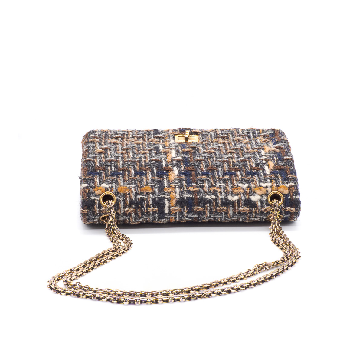 Sac 2.55 Chanel en Tweed bleu marine, noir, marron-21281