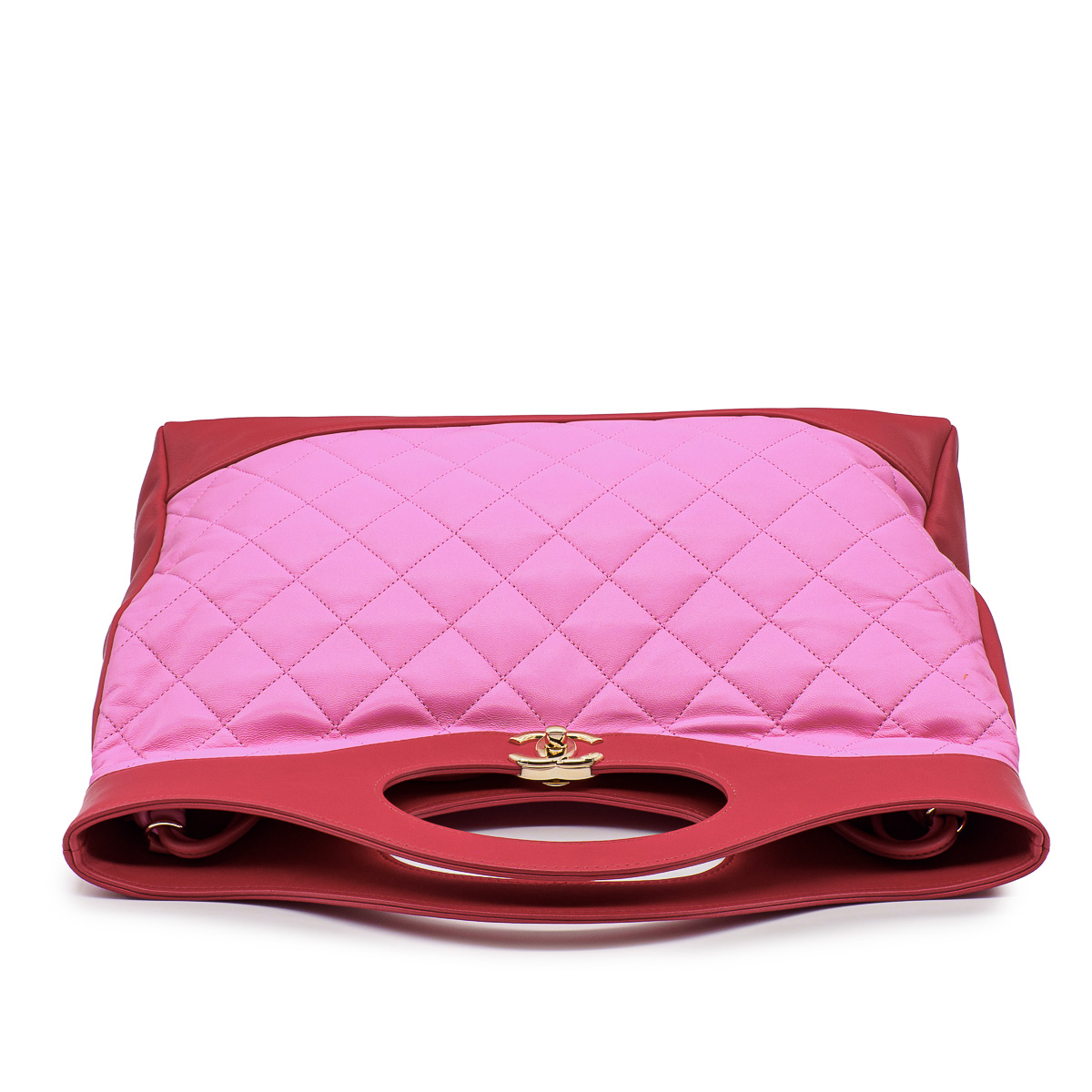 Sac Grand Cabas Chanel 31 en cuir matelassé rose et rouge-21266