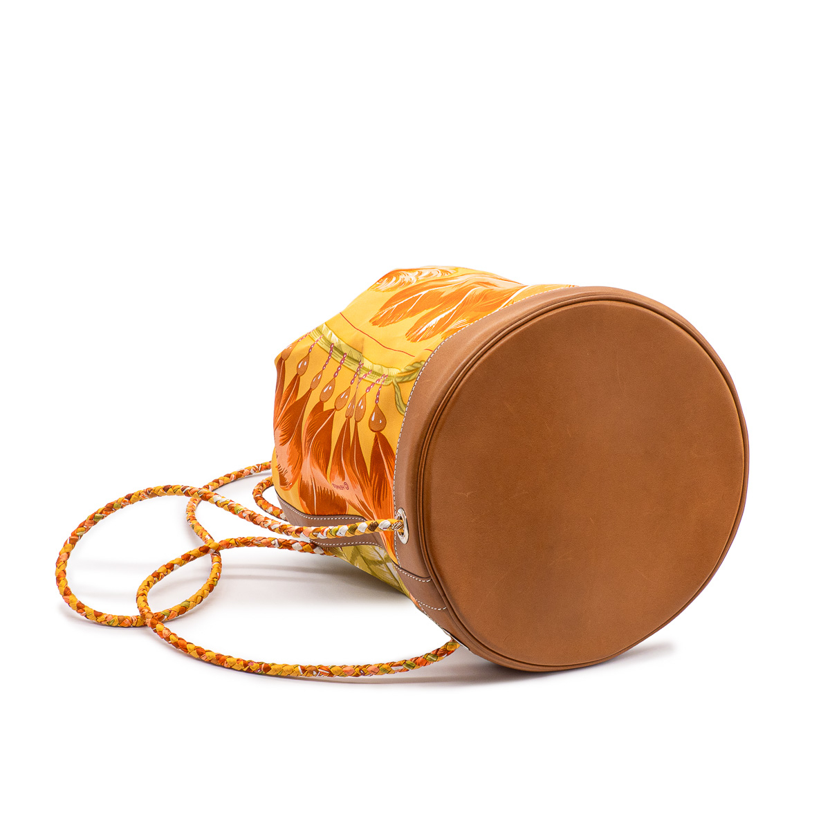 Sac porté-épaule Hermes Soie Cool en soie Brazil et cuir Barénia-21316
