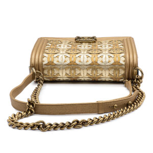 Sac Chanel Boy Edition limitée Dubaï Médium en cuir beige et doré-21349