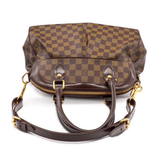 Sac à main Louis Vuitton Trevi en toile damier ébène et cuir marron-21331