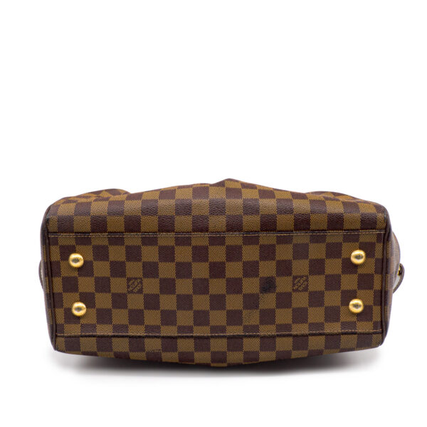 Sac à main Louis Vuitton Trevi en toile damier ébène et cuir marron-21332
