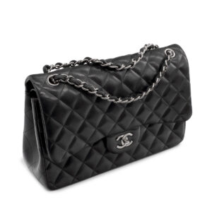 Sac à main Chanel Timeless Jumbo en cuir matelassé noir-0