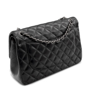 Sac à main Chanel Timeless Jumbo en cuir matelassé noir-21355
