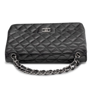 Sac à main Chanel Timeless Jumbo en cuir matelassé noir-21356