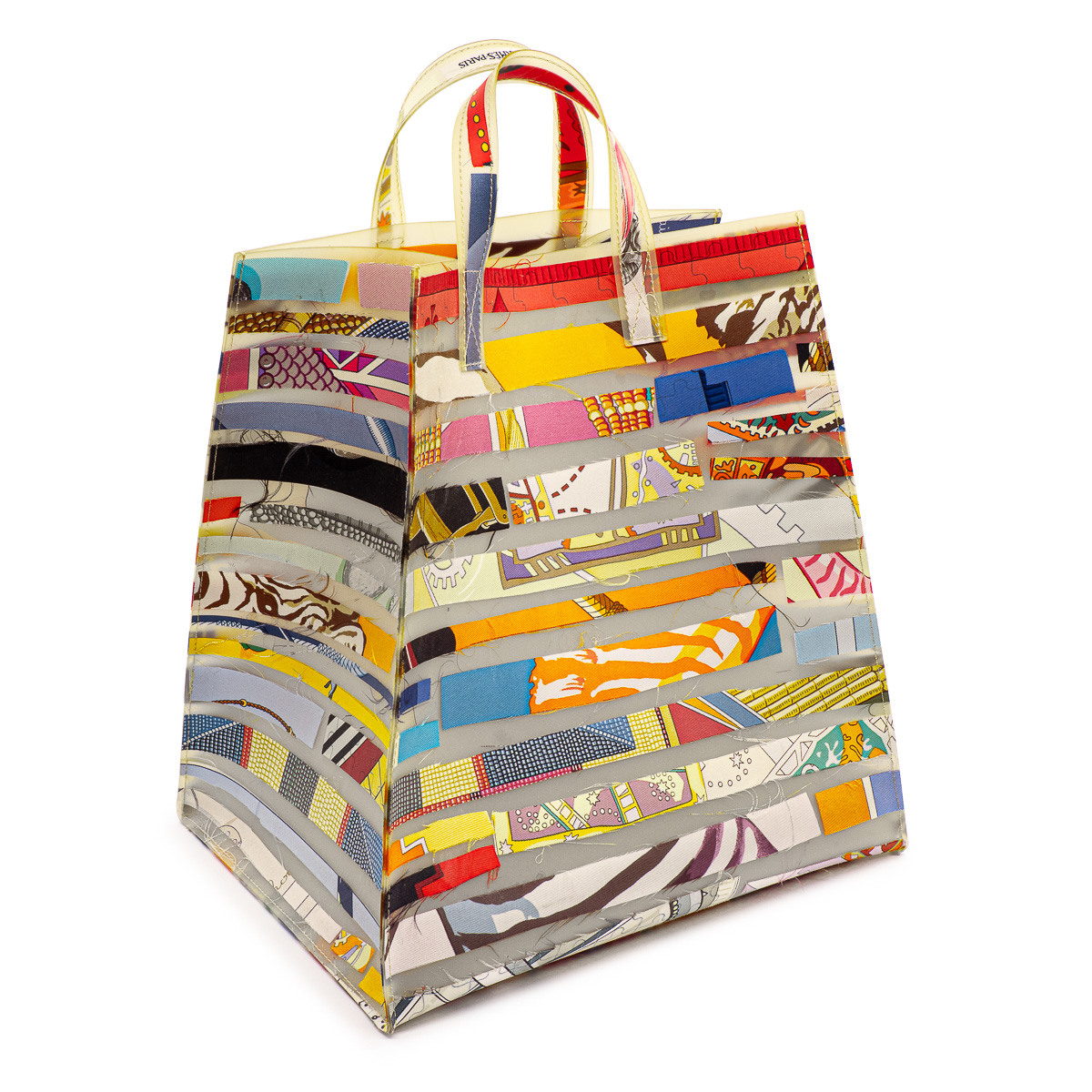 Sac à main Hermès Cas du Sac petit modèle en matière synthétique blanc-cassé et soie multicolore-0