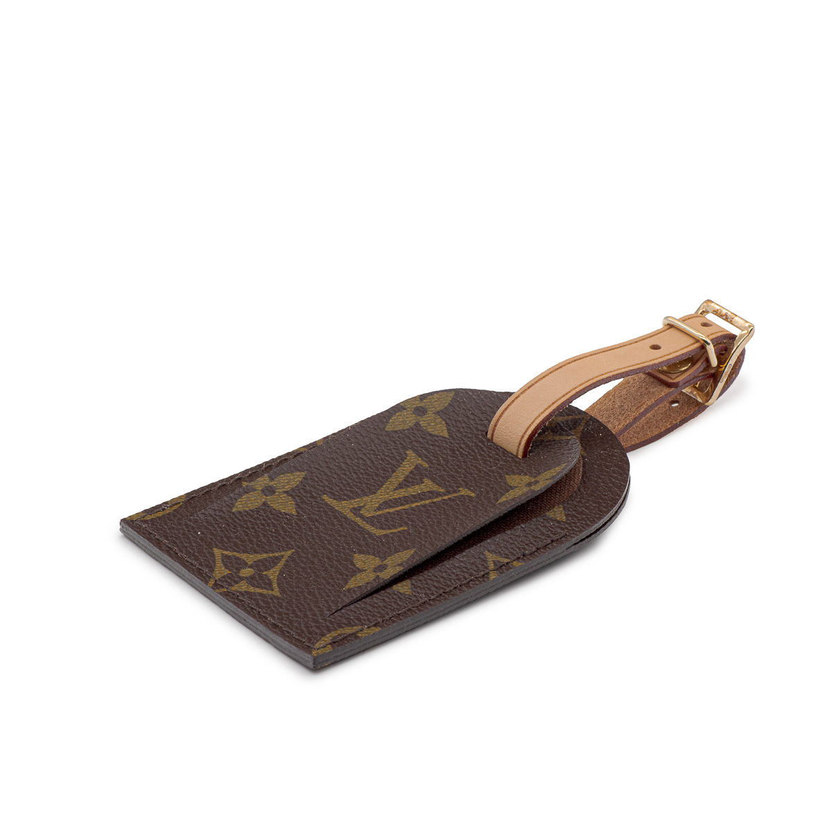 Louis Vuitton Porte-étiquette pour bagage en toile Monogram et cuir naturel Franck Ghery-0