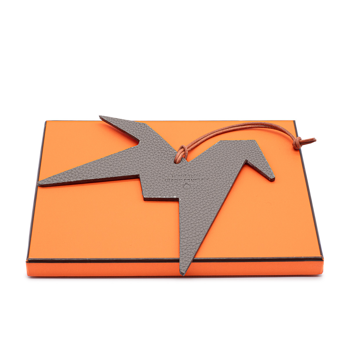 Hermes Charm en cuir Epsom rouge et étoupe representant un Cerf-21325