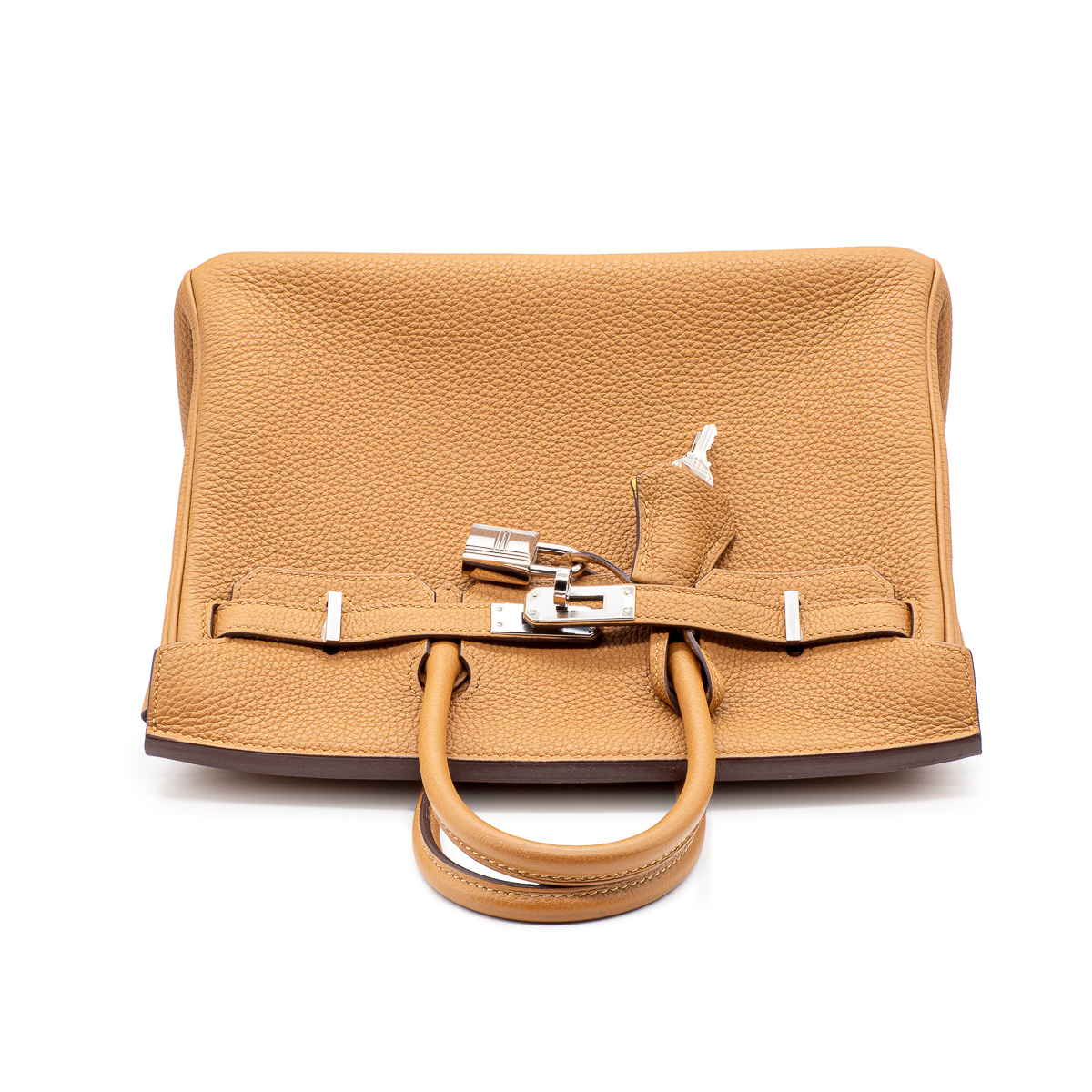Sac à main Hermès Birkin 25 cm en cuir Togo gold et intérieur jaune Limon-21357