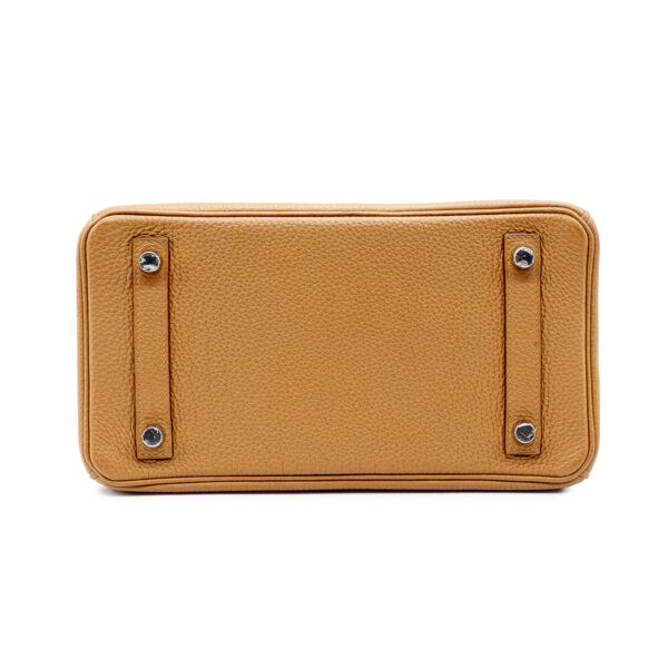 Sac à main Hermès Birkin 25 cm en cuir Togo gold et intérieur jaune Limon-21358
