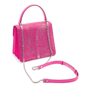 Sac porté épaule ou main Bulgari Serpenti Top Handle en galuchat rose-fushia-21370