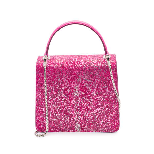 Sac porté épaule ou main Bulgari Serpenti Top Handle en galuchat rose-fushia-21372