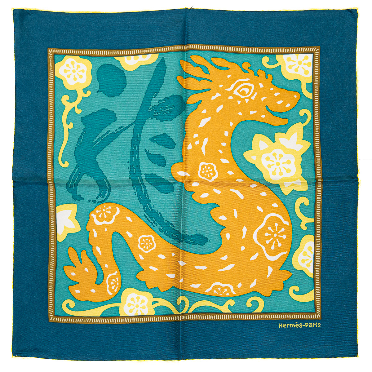 Gavroche Hermes L'Année du Dragon en soie 100% par Stephany Devaux-0