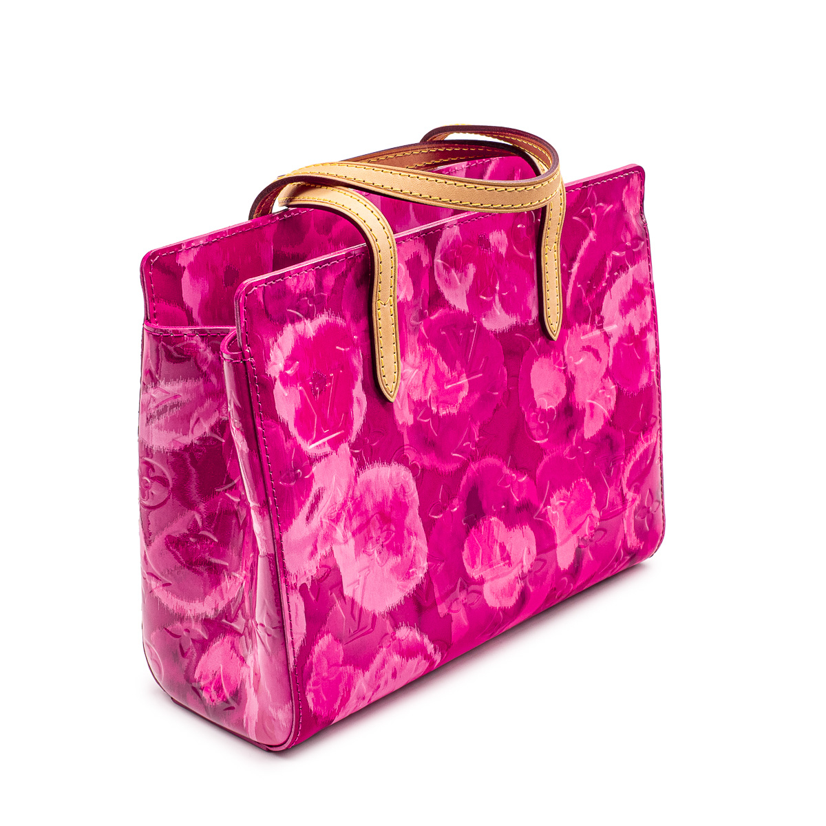 Sac Louis Vuitton Catalina en cuir Monogram verni rose et fuchsia -0