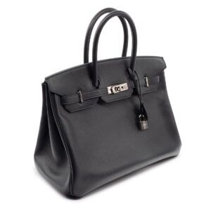 Sac Hermès Birkin 35 en cuir Epsom Noir et accastilage en metal palladié-0