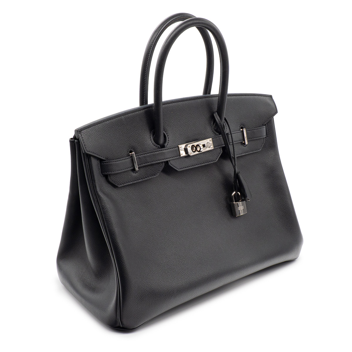 Sac Hermès Birkin 35 en cuir Epsom Noir et accastilage en metal palladié-0