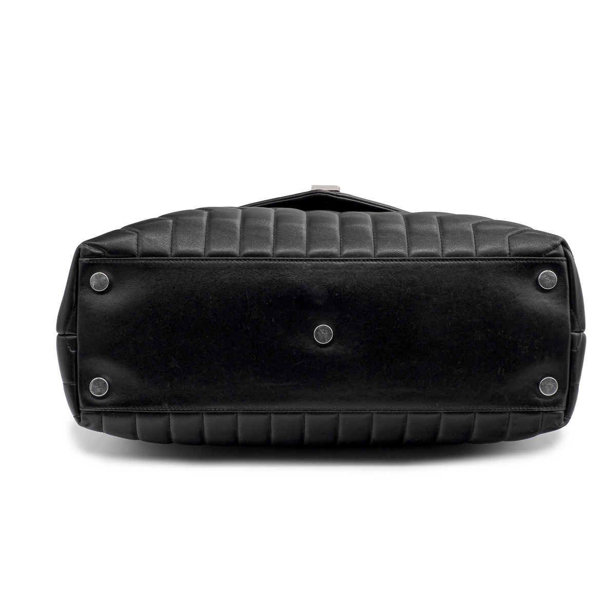 Sac bandoulière Saint Laurent Loulou grand modèle en cuir matelassé chevrons noir-21410