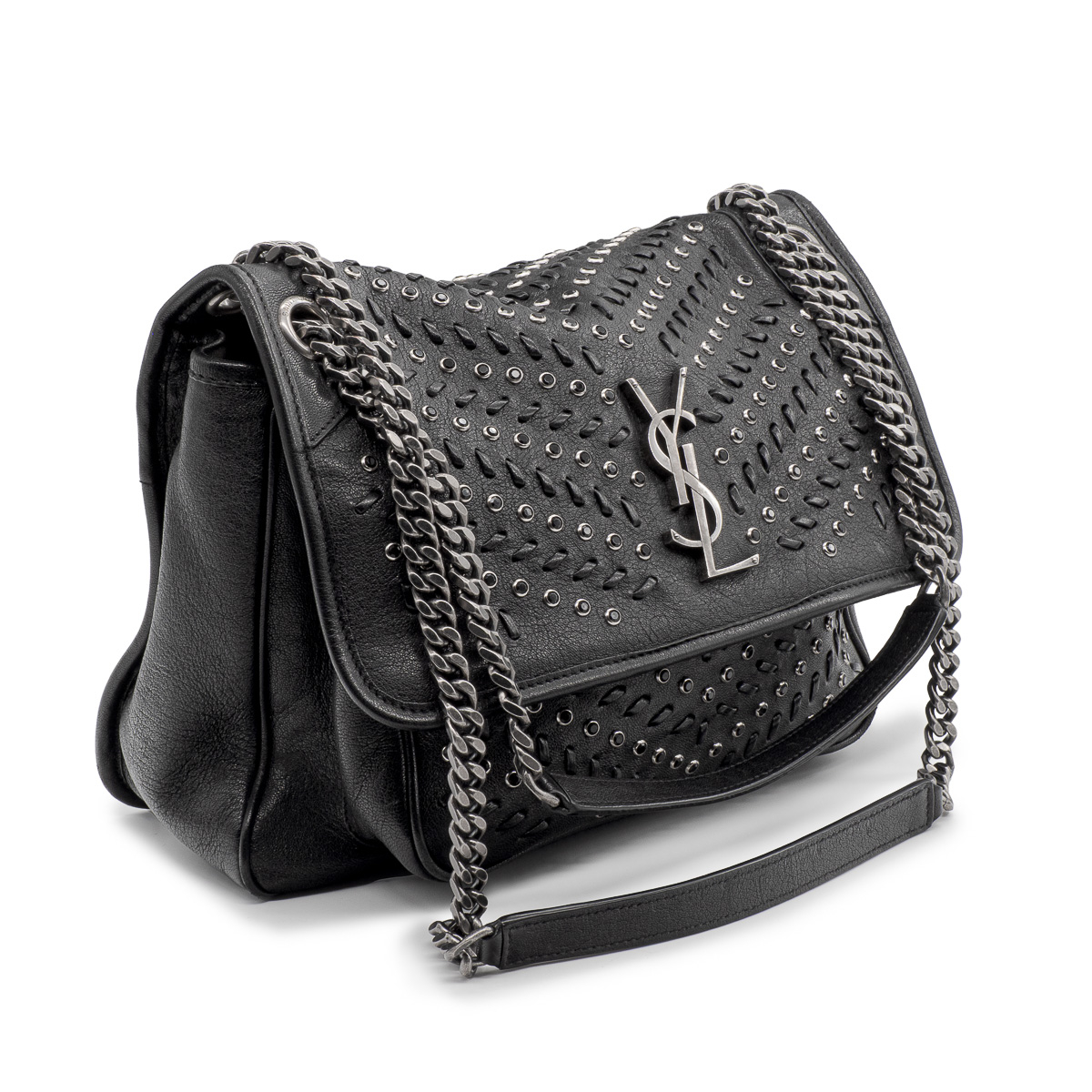 Sac Saint-Laurent Niki Medium Collector en cuir noir et cristaux Swarovski-0