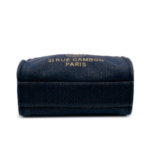 Sac Cabas Chanel Collector Deauville 19A en toile marine et lurex doré-21431