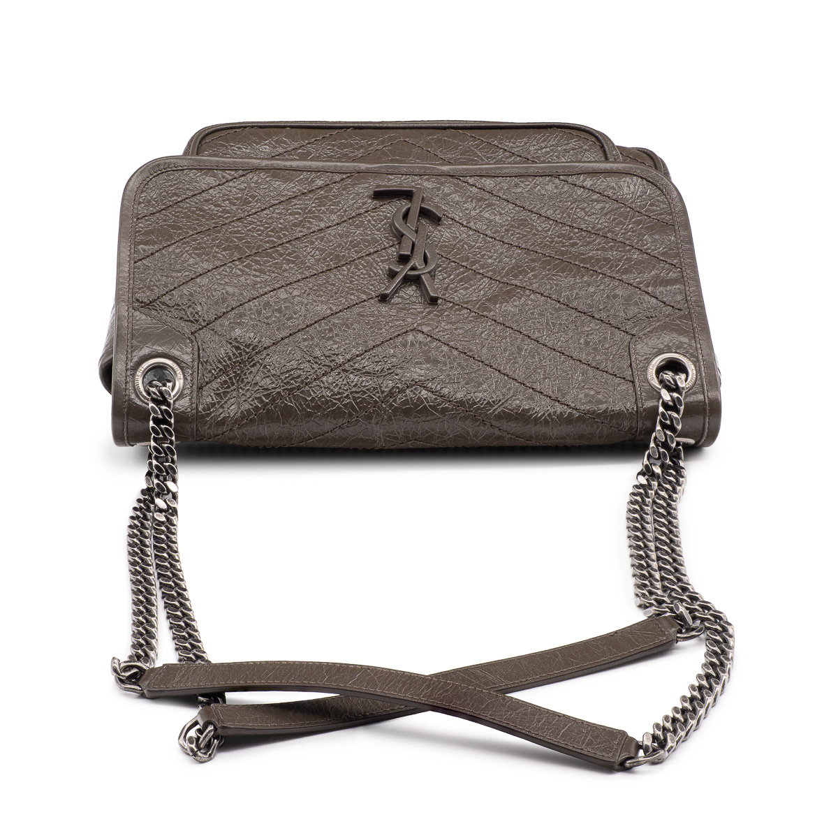 Sac Saint-Laurent Niki medium en cuir vieilli vert kaki-21418