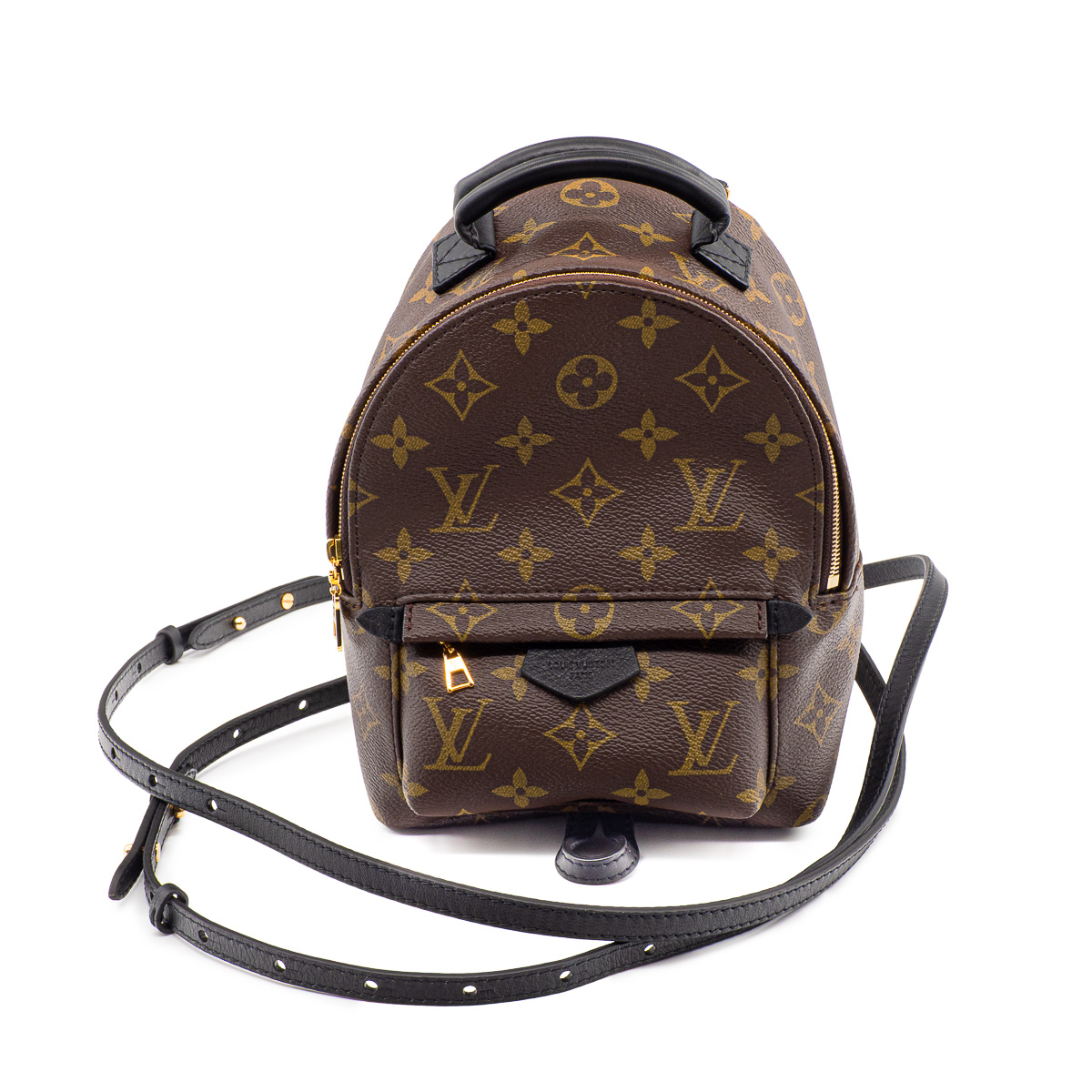 Sac à dos Louis Vuitton Palm Springs Mini en toile Monogram et cuir noir-0