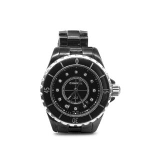 Montre Chanel J12 Céramique noire index diamants 33mm-0