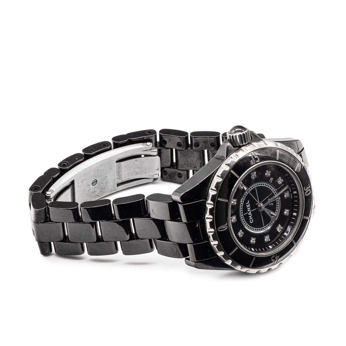 Montre Chanel J12 Céramique noire index diamants 33mm-21428