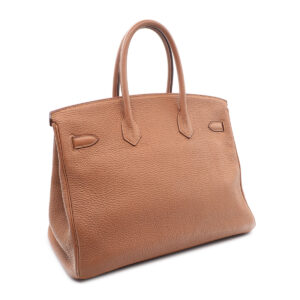 Hermes sac Birkin 35 Edition Limité Club en cuir Clemence gold, rouge basque et lézard couleur lin. – Image 3