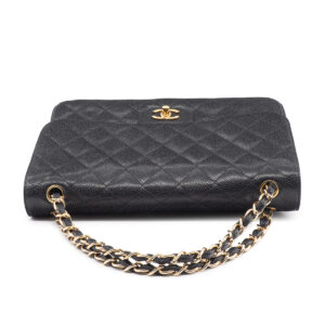 Chanel sac Grand Classique Jumbo en cuir Caviar noir et métal doré – Image 3
