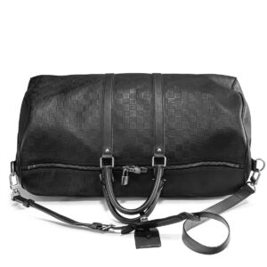 Sac Louis Vuitton Keepall 55 en cuir Infini Damier noir – Image 3
